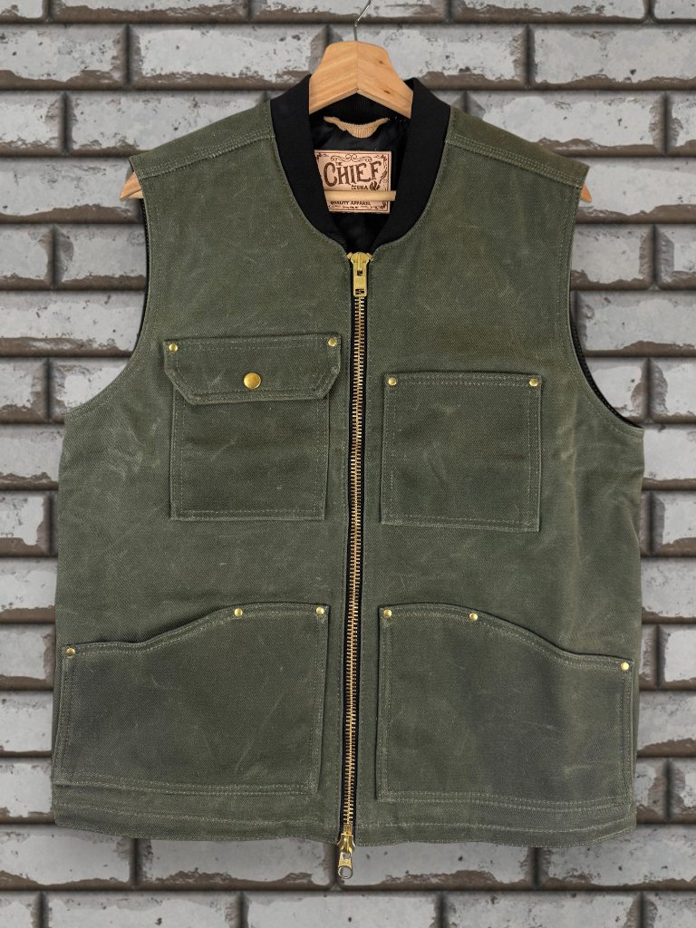 Heat Straps Chief Vest V1 Olive Small Waxed Canvas Made Usa Quilted Nwot
